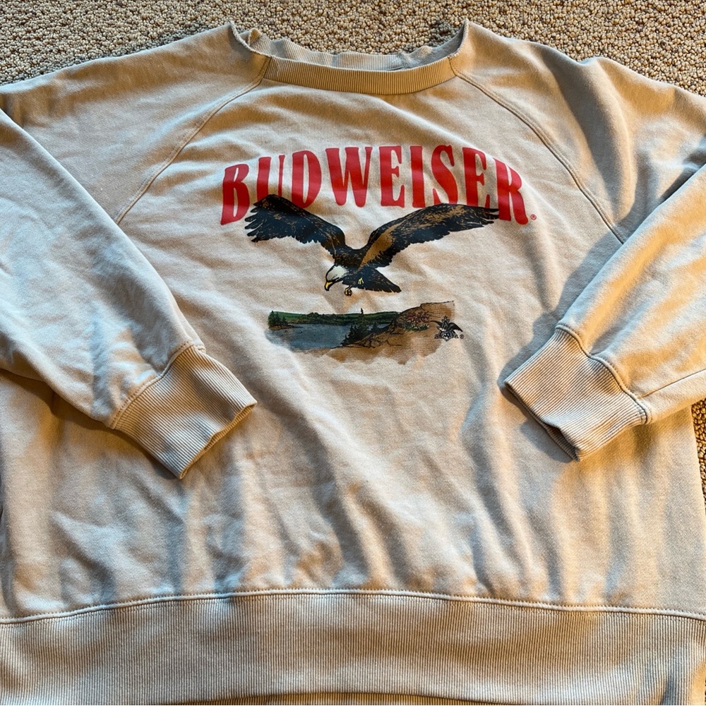 Budweiser Eagle Graphic Sweatshirt Womens M Crew Neck casual beer Atleisure logo